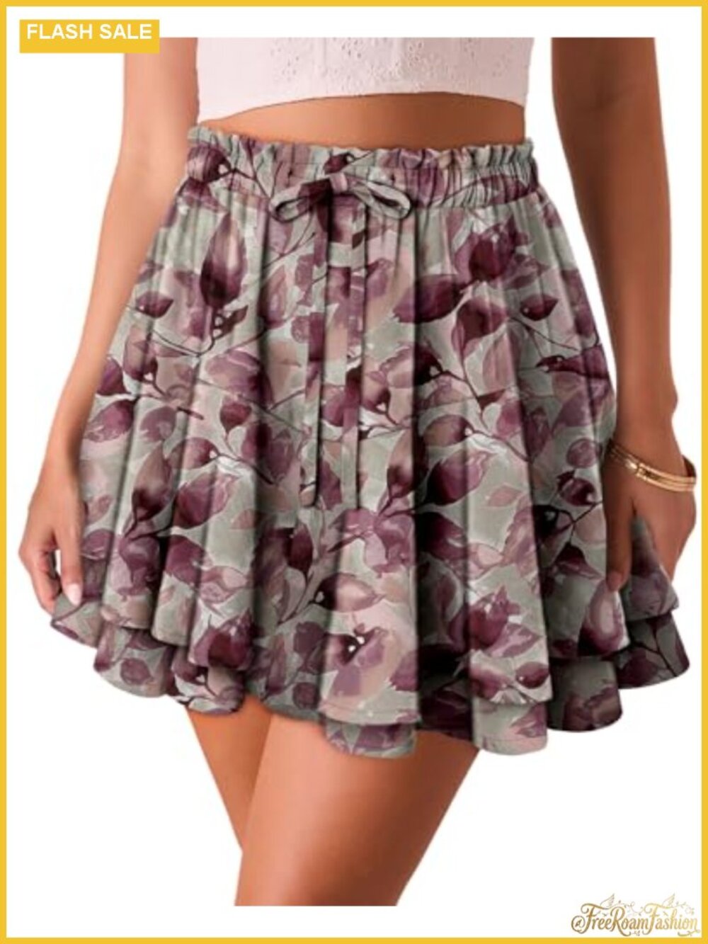 KISSMODA Womens Mini Skorts Butterfly Ruffle Hem Summer Beach Tennis
